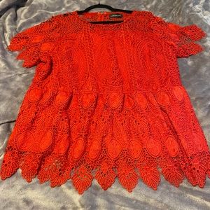 Lane Bryant Red Peplum Top